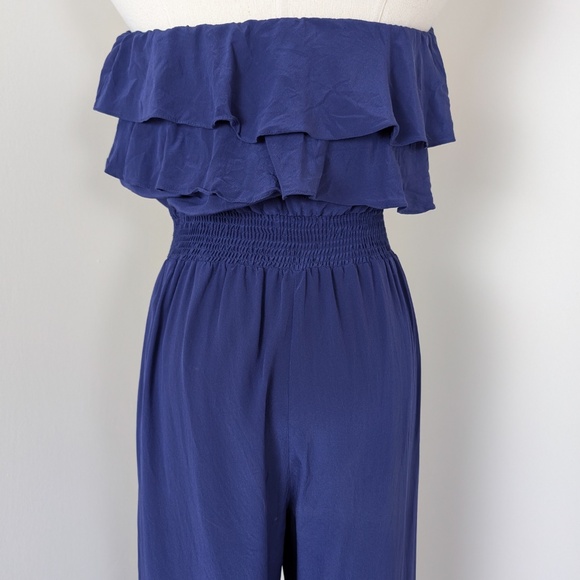 Jay Godfrey Silk Navy Jumpsuit Strapless Sleeveless Wide Leg Navy Long Onepiece - Picture 8 of 14